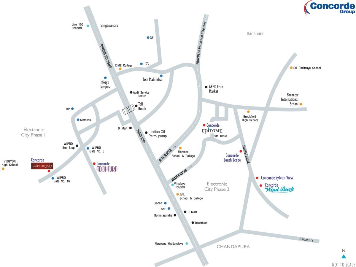carte électronique de la ville de Bangalore