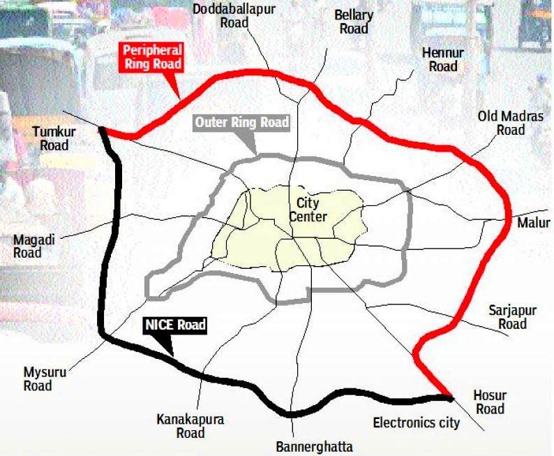 anneau périphérique de la route de Bangalore carte
