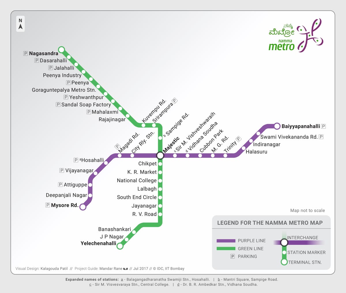 metro carte de la route de Bangalore