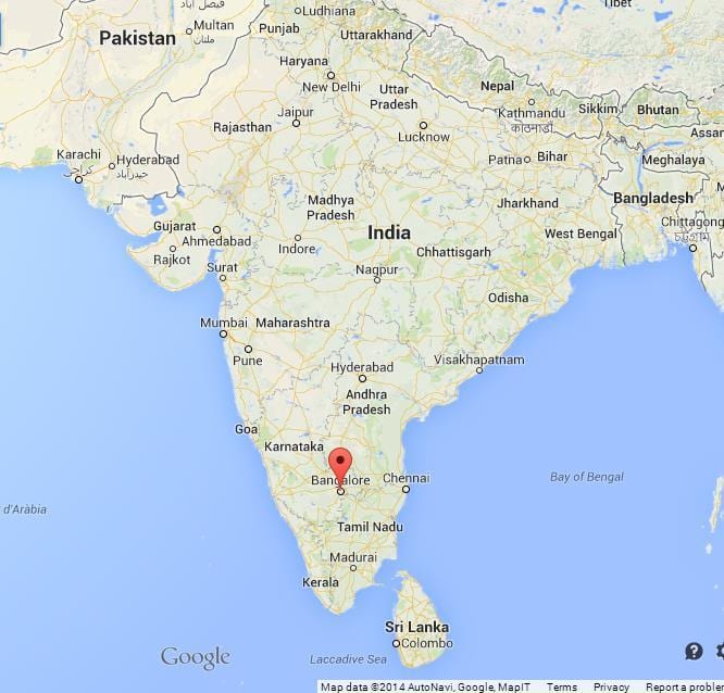 De Bangalore en inde, carte