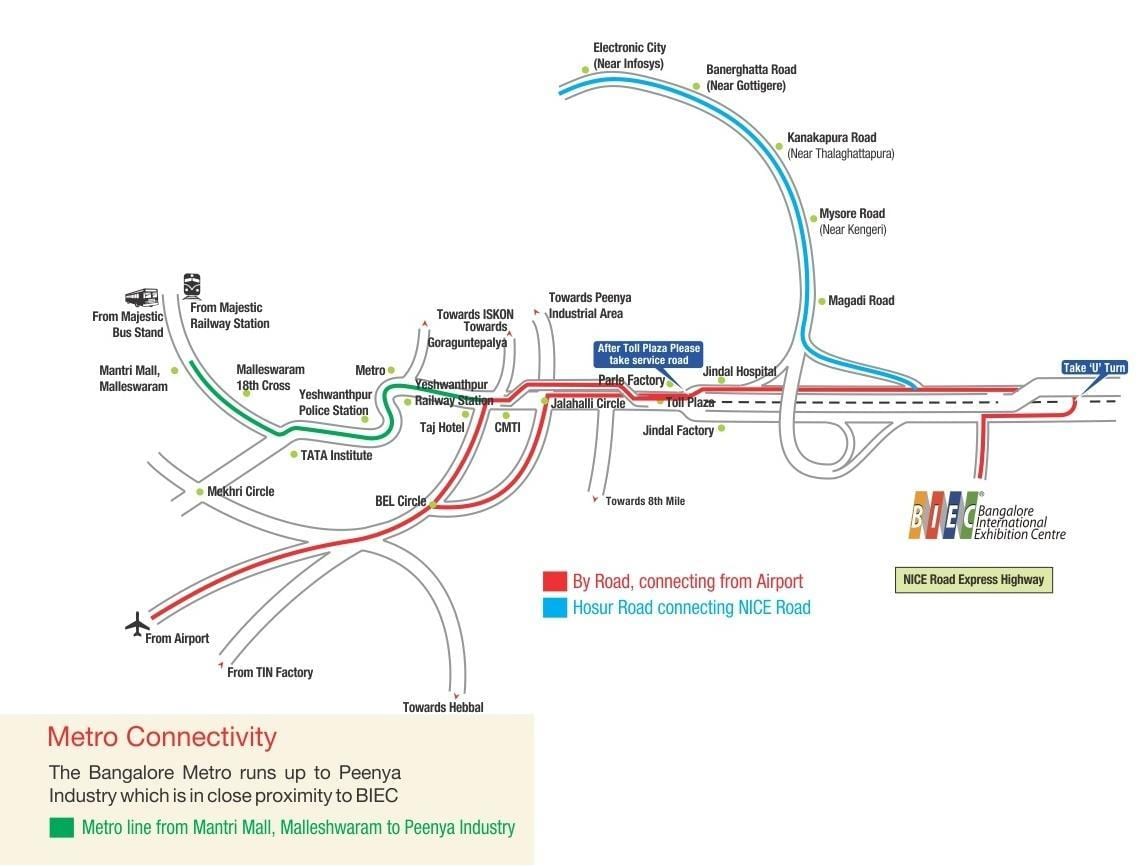 la carte de Bangalore, Centre International des Expositions
