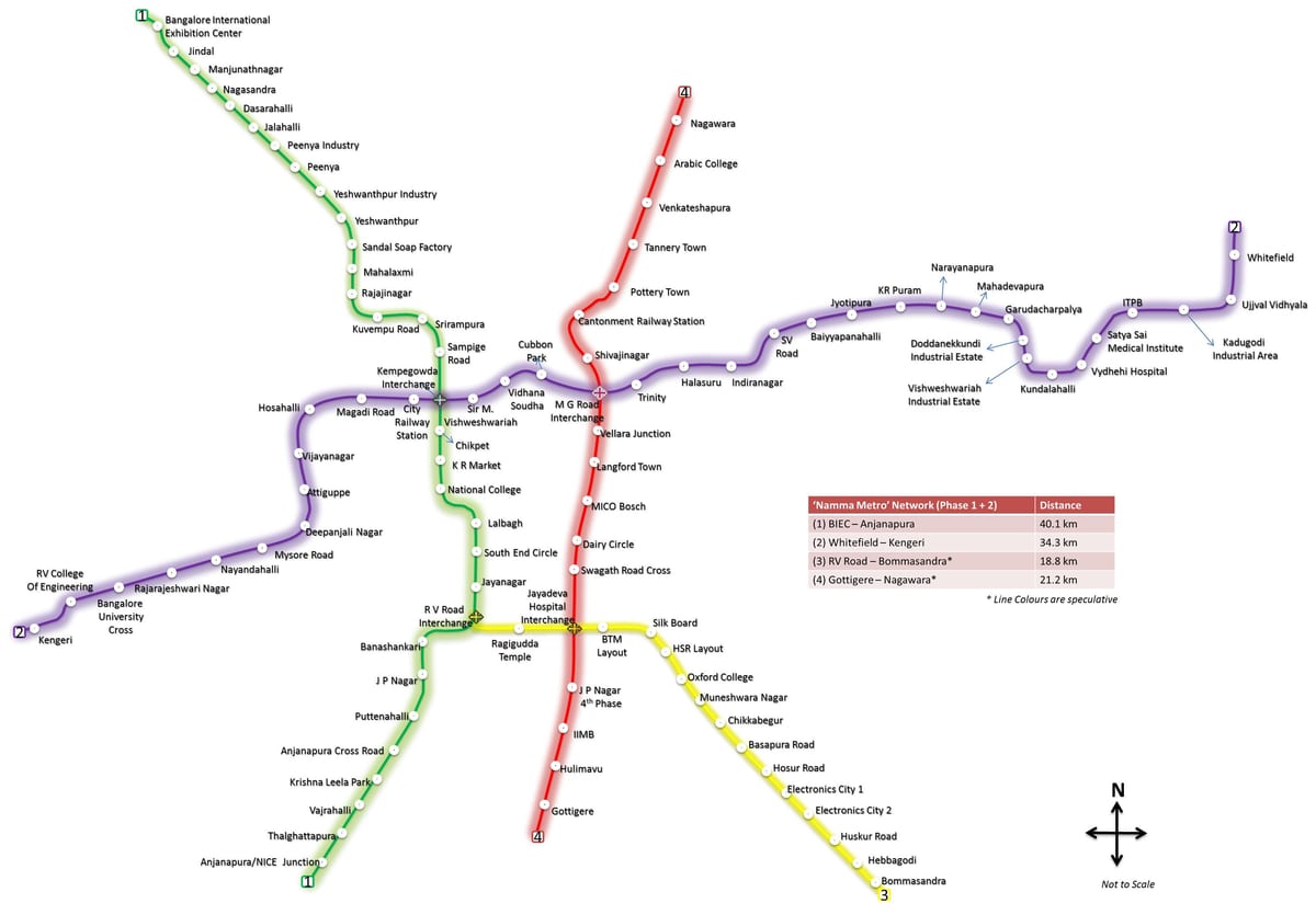 bmrcl la carte de l'itinéraire