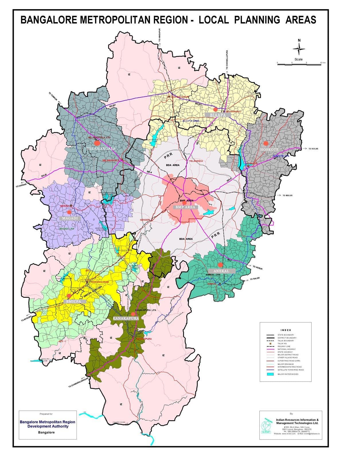 Bangalore carte avec des zones