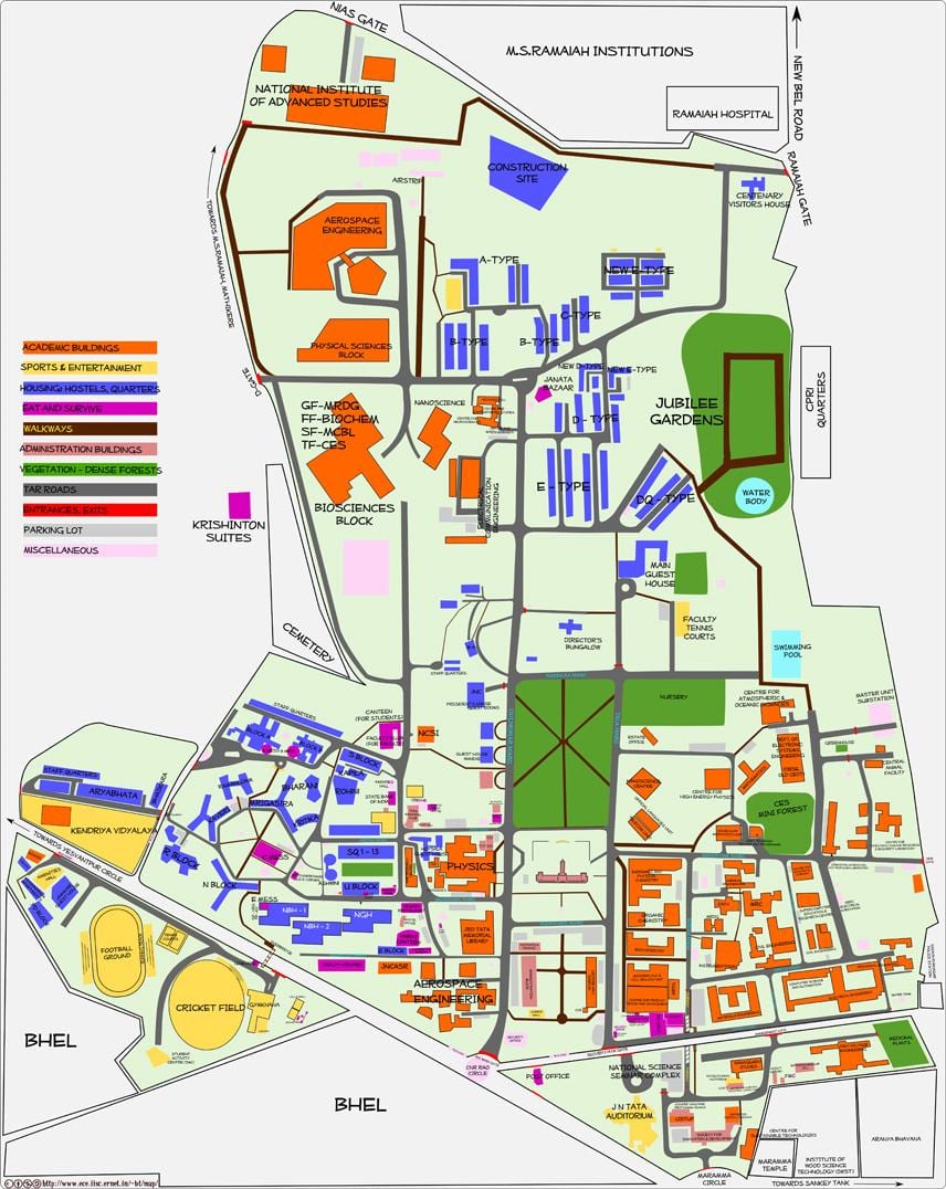 carte de l'IISC Bangalore