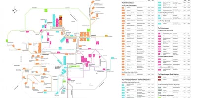 Bangalore carte de la ville avec les lignes de bus