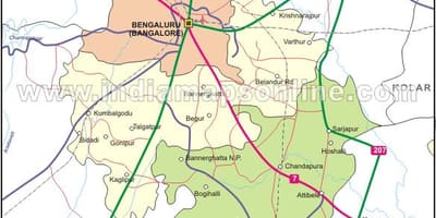 La carte de Bangalore nord
